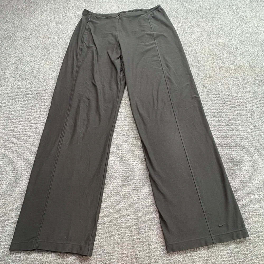 Vintage Nike Dri-FIT Athletic Pants Men L Black Y2K Athleisure Swoosh Sportswear